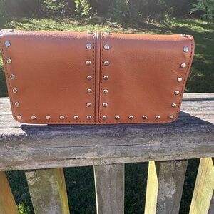 Michael Kors Astor Tan Leather Studded Continental Wallet
